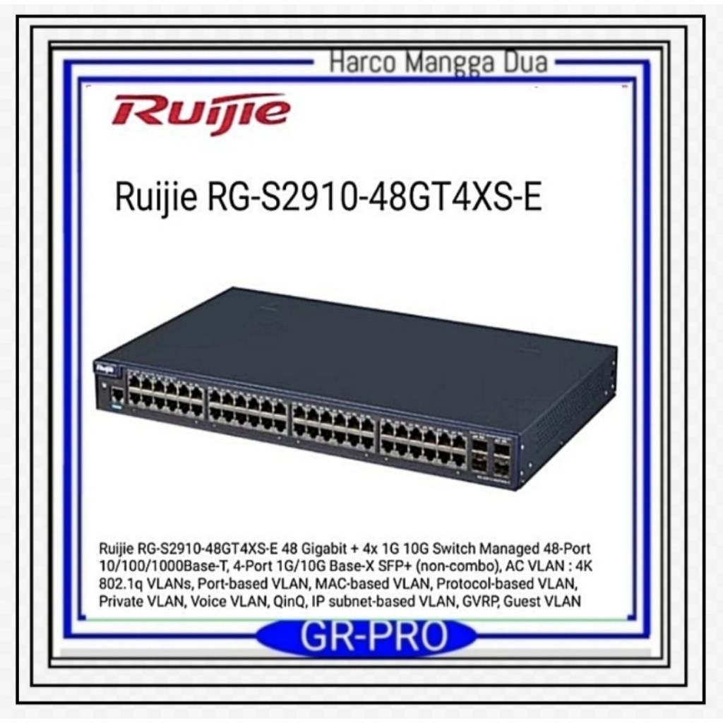 ruijie RG S2910 48GT 4XS -E 48 GIGABIT +4x1G 10G switch managed