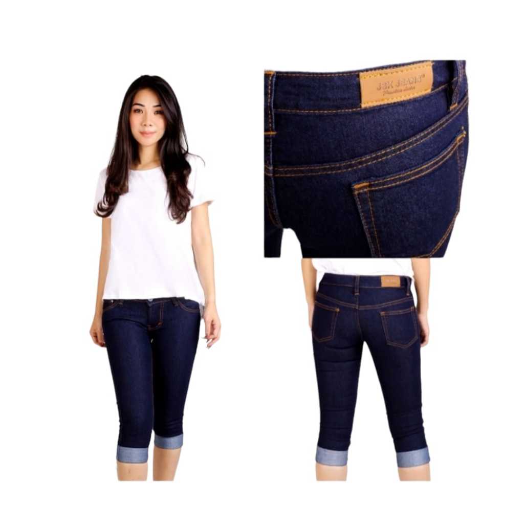 Celana Pendek Jeans Wanita 7/8 / Celana Jeans Cewek / Celana Big Size Jeans / Celana Santai Wanita J