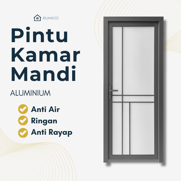 PINTU ALUMINIUM ICEPOL KAMAR MANDI 20X700 / PINTU ALUMINIUM FULL SET + KUNCI