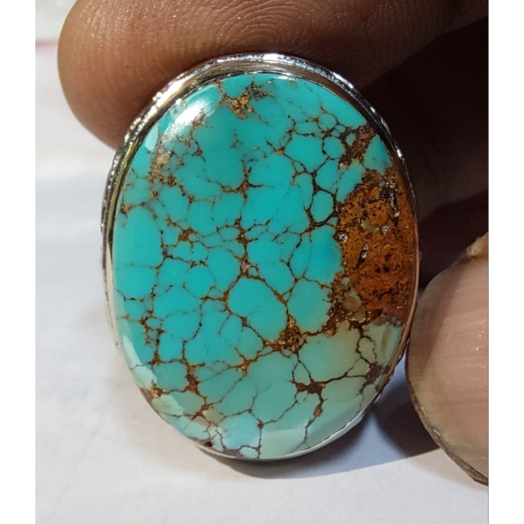 PIRUS PERSIA TOSCA BIRU LAUT GRADASI KEHIJAUAN EST DIM 25x19,5x7,5 RING 8,5