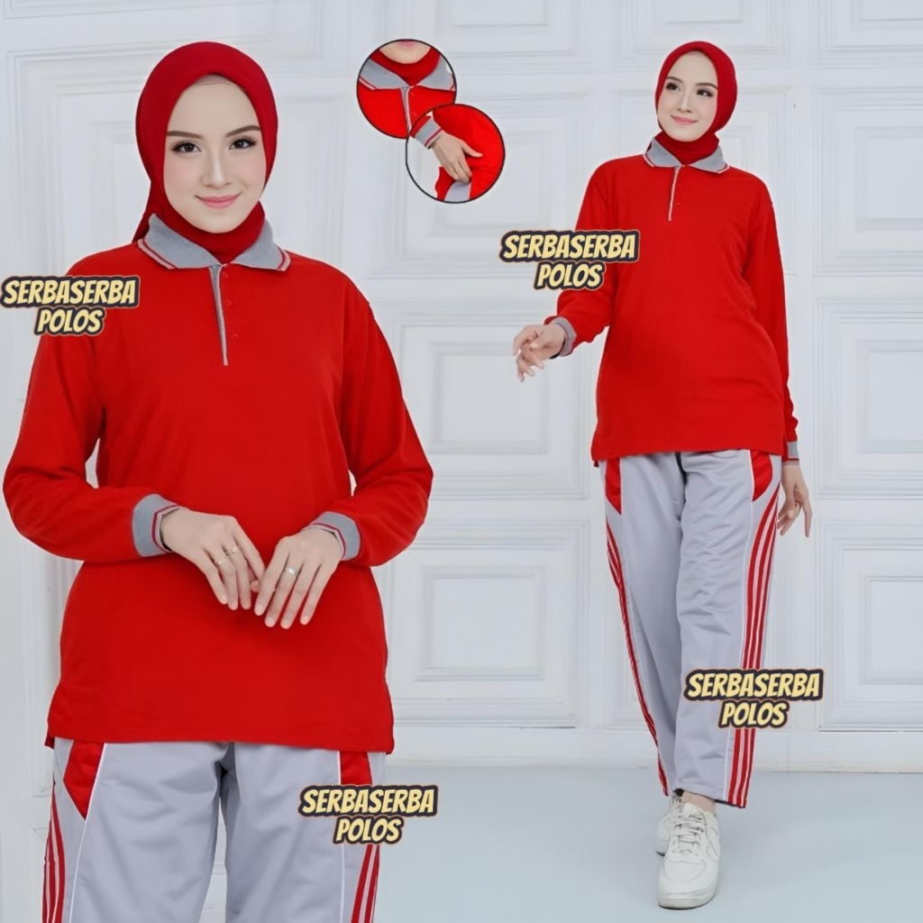 Setelan Kaos Kerah Lengan Panjang / Kaos Kerah 1 Set / Seragam Olahraga
