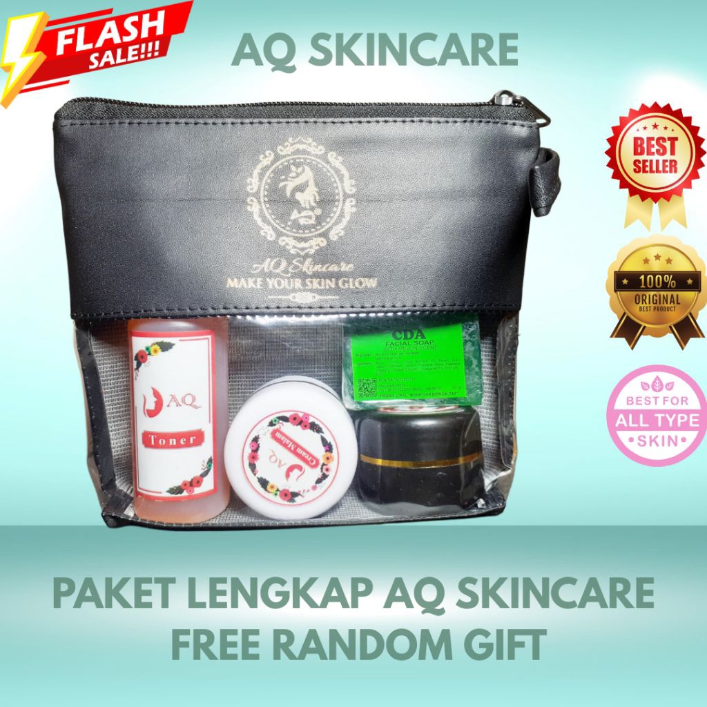 PROMO HEMAT Cream AQ Skincare Original / Cream Pemutih Wajah 4PCS Cream Siang Malam Toner Sabun