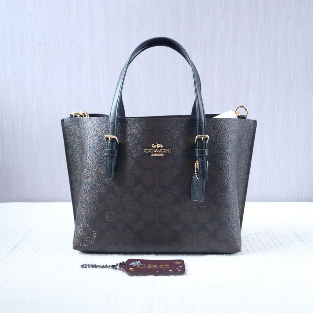 CBC -  Coach Mollie Tote Bag 25 In Signature Canvas Walnut Black