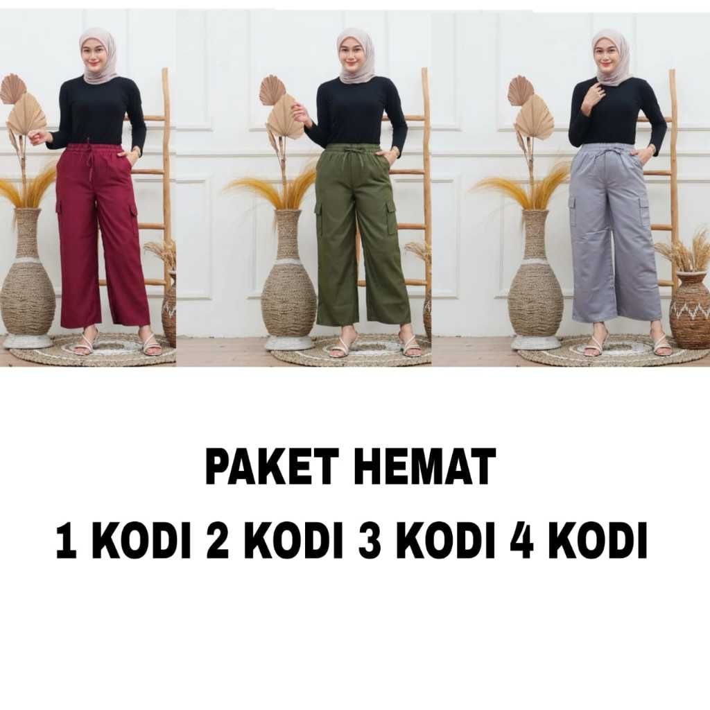 Paket Hemat 1 kodi 2 kodi 3 kodi 4 kodi - Kulot Cargo Celana Kulot Kekinian HighwaistTali Serut