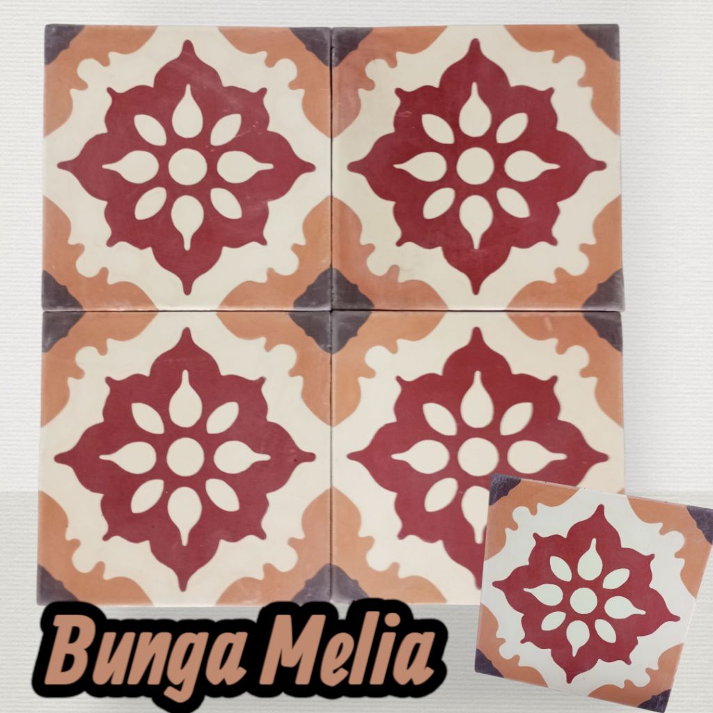 Tegel Keramik Lantai Jadul Motif Bunga Melia 20x20cm Type Doff