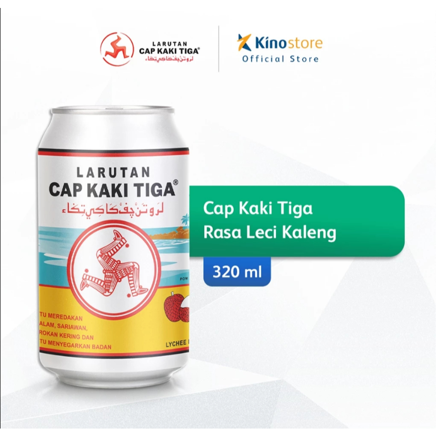 

Larutan Cap Kaki Tiga Rasa Leci Kaleng Kemasan 320 ml