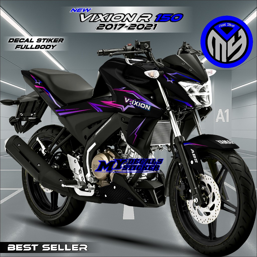COD Decal Sticker Full Body YAMAHA Vixion R 2017-2021 Hitam List Bintang Bunglon Variasi Bisa Custom