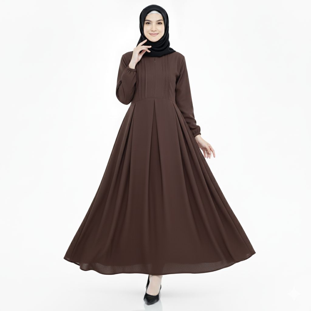 Gamis Modis Elegan Zaida Dress Mayung - Baju Muslim Panjang Tali Pinggang