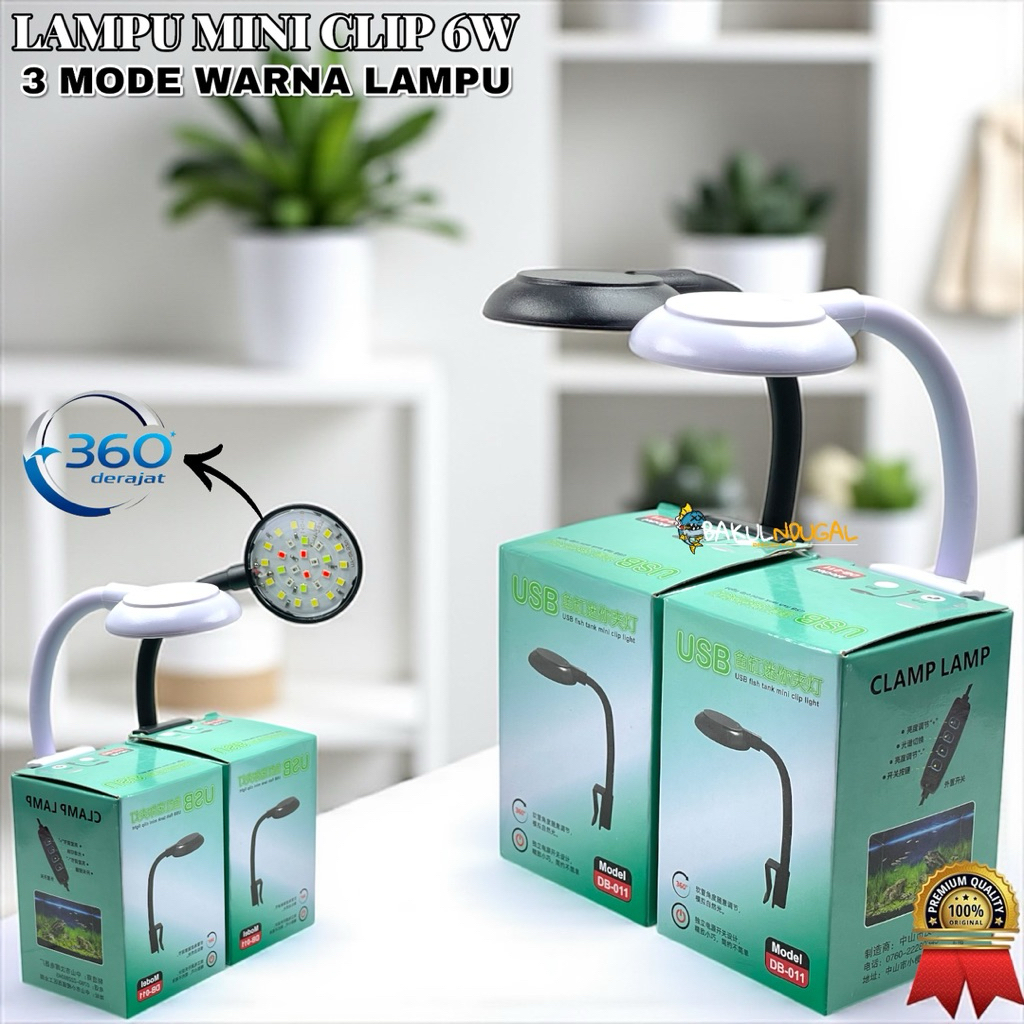 LAMPU JEPIT USB 3MODE WARNA HITAM PUTIH LED COCOK UNTUK SOLITER IKAN CUPANG AQUARIUM AQUASCAPE MINI 