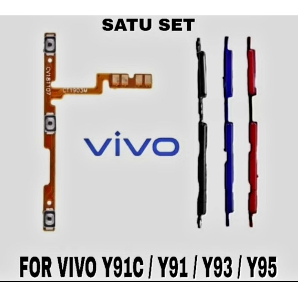 Tombol Luar+Flexibel on off volume Vivo Y91c/y91/y93/y95 Original Fullset