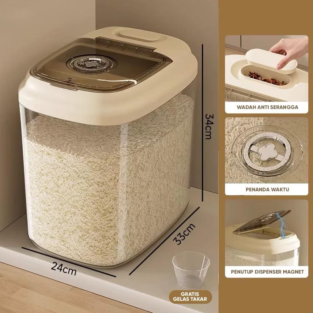DISPENSER BERAS ESTETIK SLIM TEMPAT WADAH PENYIMPANAN BERAS MEWAH -kb