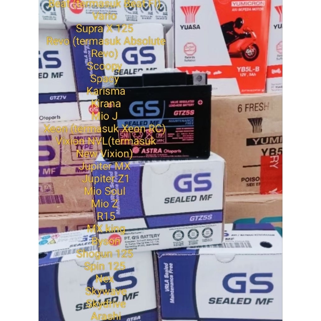 Aki Maintanance Free vario,beat original 100% Asli GS Astra GTZ5S & ASCENDO ATZ5S