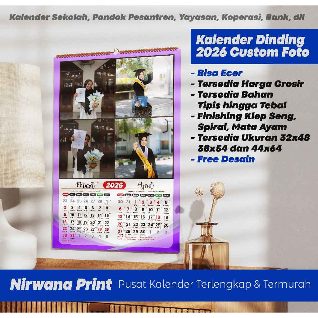 

2026 Kalender Dinding Foto keluarga bisa ecer dwi wulan, catur wulan