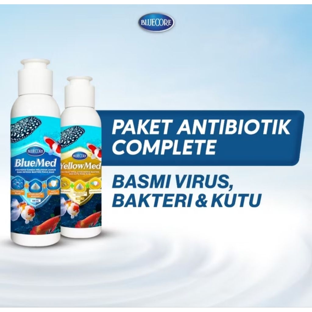 Bluecore Paket Antibiotik Basmi Virus, Bakteri Dan Kutu Pada Ikan Yang Mengandung Methylene Blue Dan