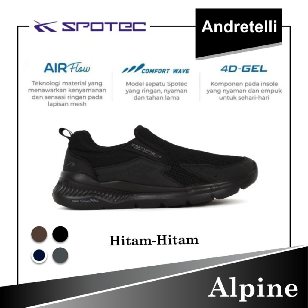 SPOTEC ALPINE Sepatu Walking HITAM / HITAM