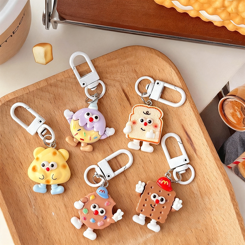 Fun Food Play Ring Key Liontin Small Cartoon Student Backpack Mini Keychain Aksesori Kecil