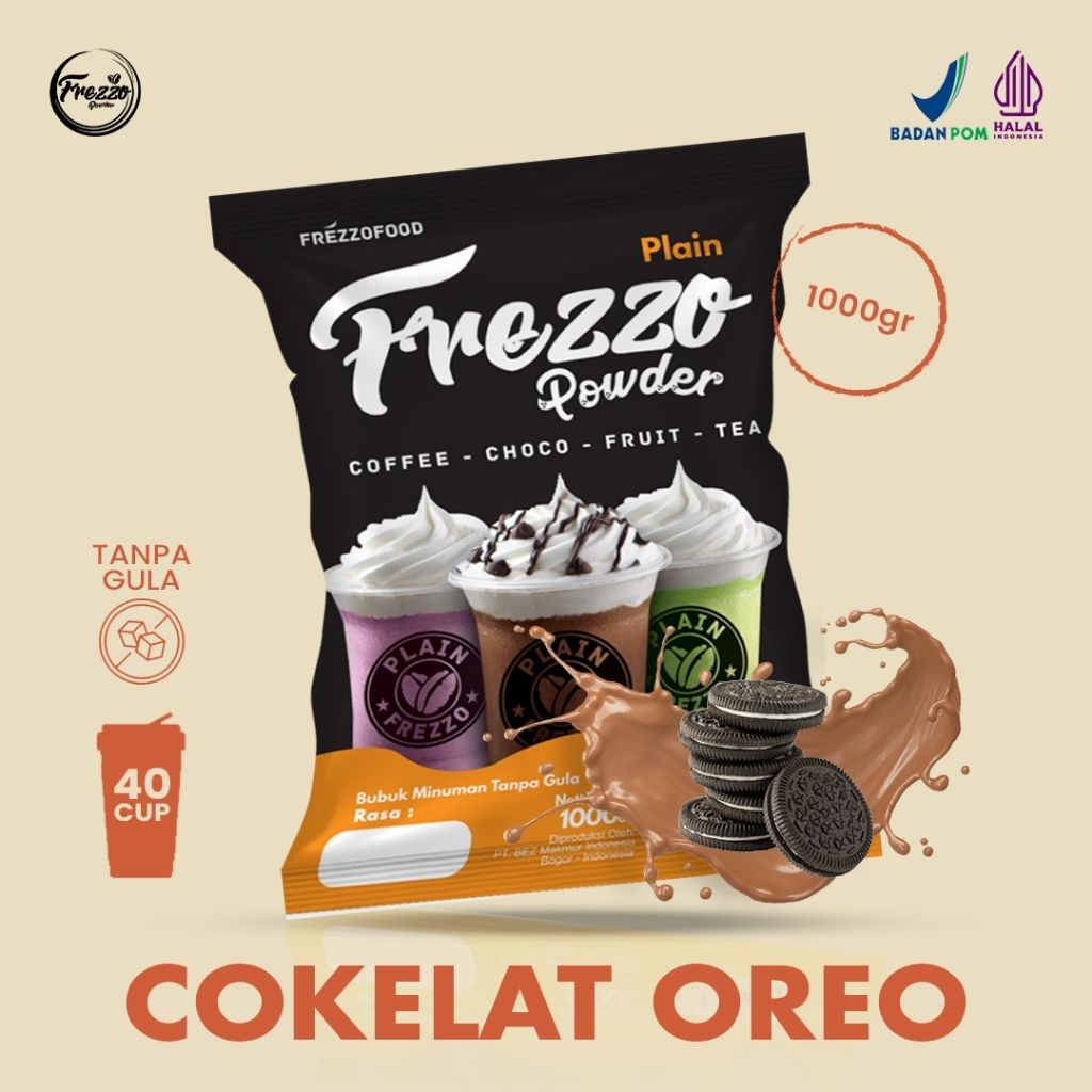Bubuk Minuman Rasa Coklat Oreo Plain Frezzo 1kg/ Minuman Murah dan Enak Frezzo Plain