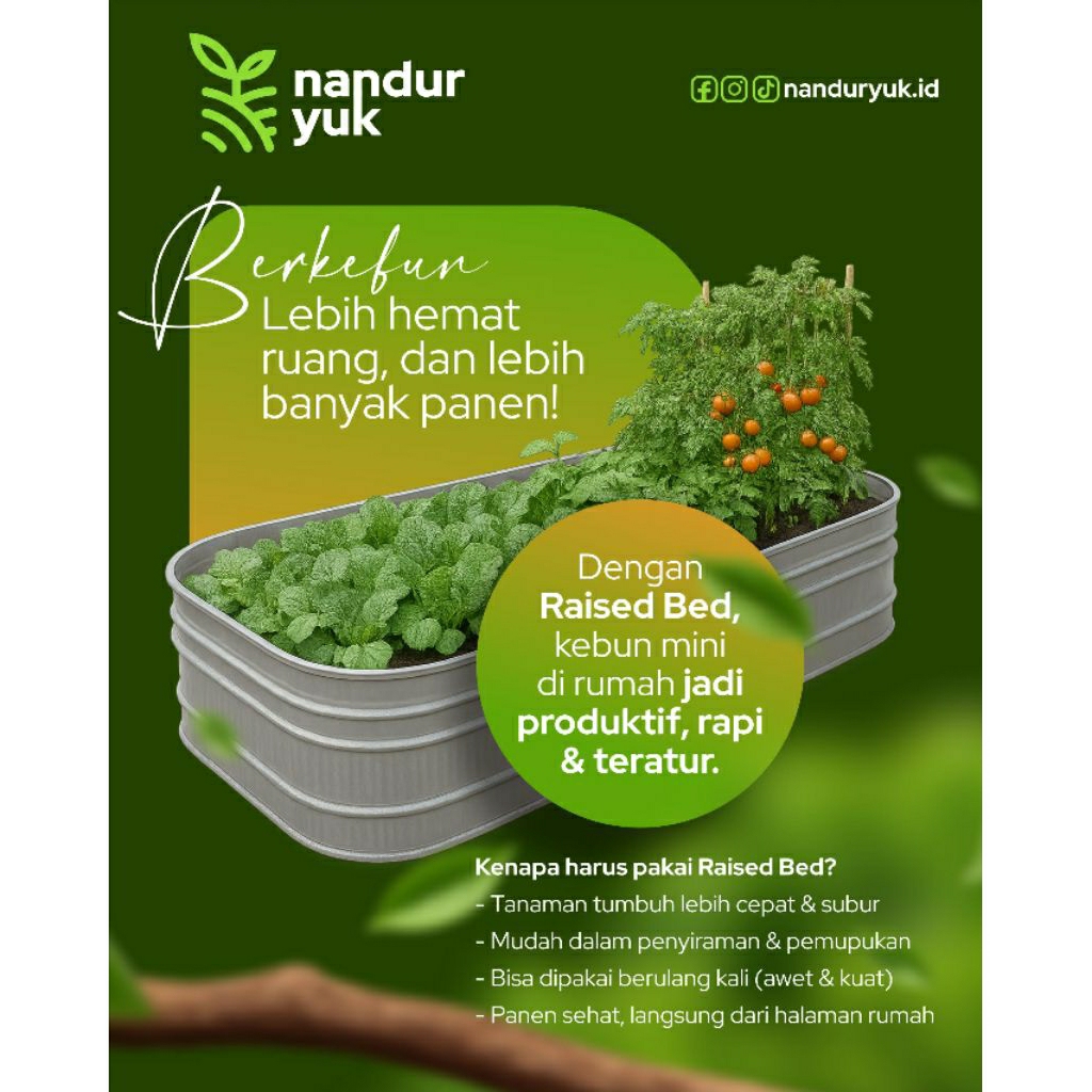Raised Bed Nanduryuk Bedengan Tanaman Ukuran Sedang Bahan Galvalum Dilapisi Anti Karat