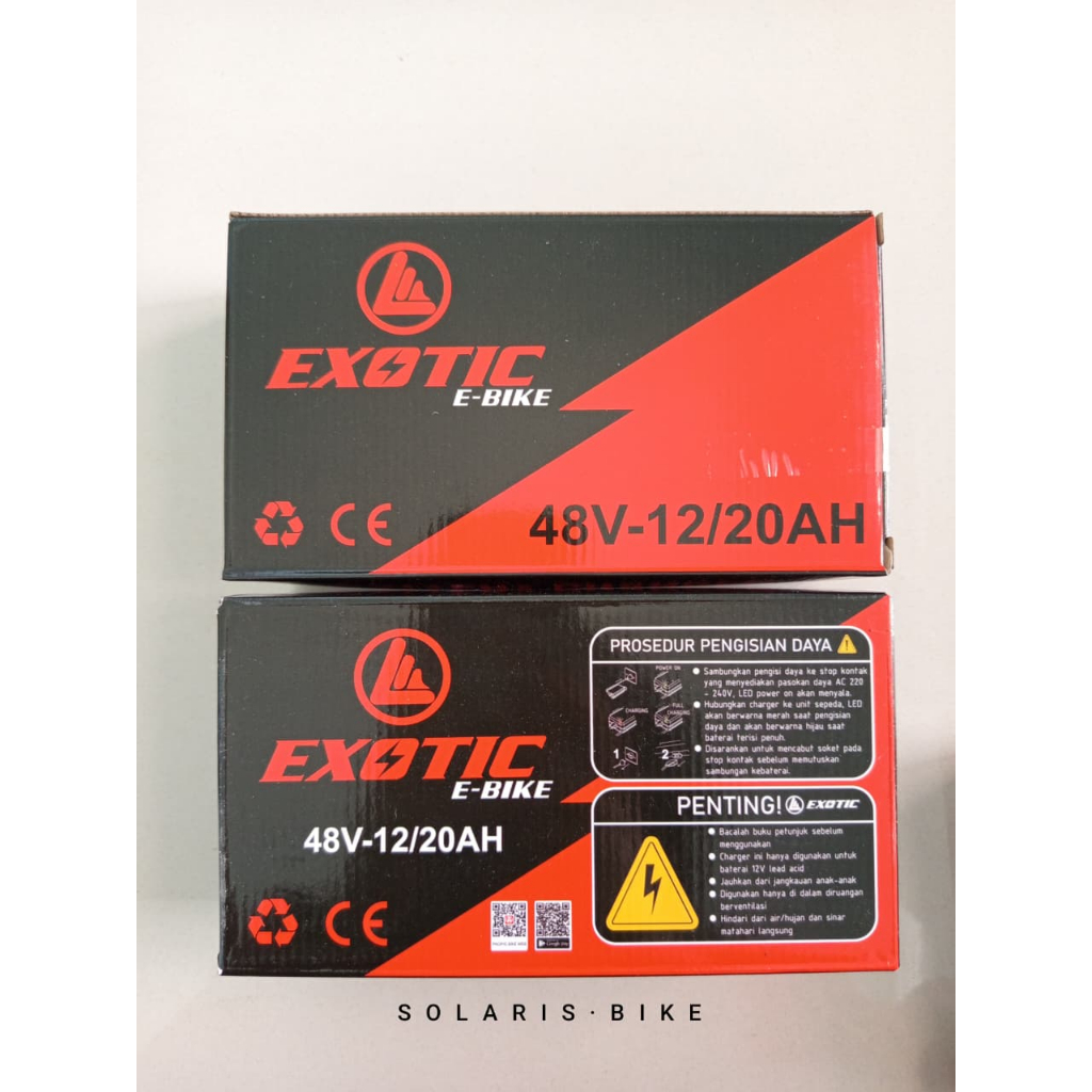 CHARGER CAS Sepeda Listrik Original EXOTIC, Sepeda Listrik Selis 48V 12AH Universal Pacific Uwinfly 
