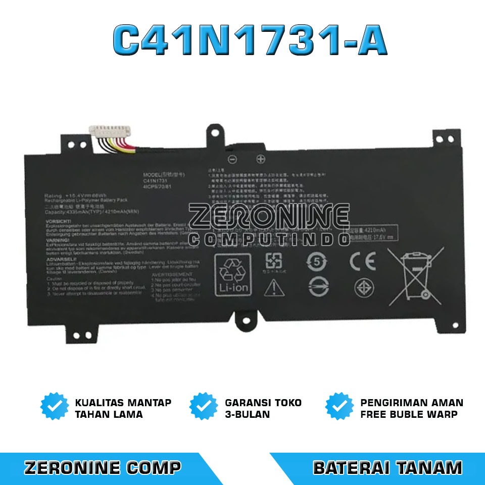 C41N1731 Battery For ASUS ROG STRIX GL504G GL504GM GL504GV GL504GW GL504GS G515GV G515GW