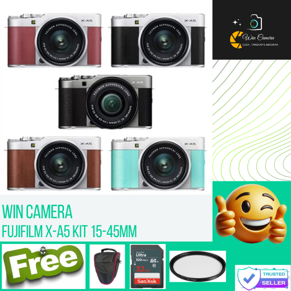 Kamera FujiFilm XA-5 Kit XC 15-45mm F3.5-5.6 OIZ PZ / Camera Fujifilm / Kamera Mirrorless / Camera M