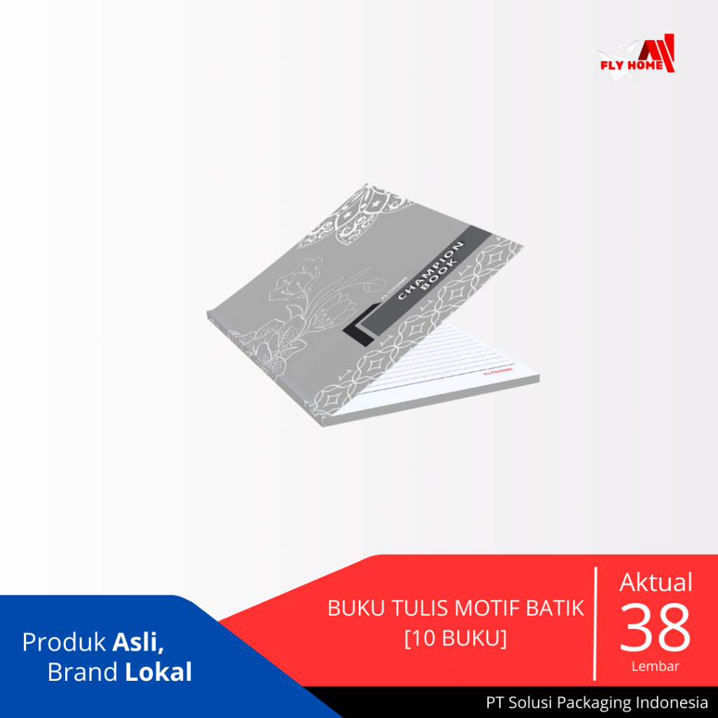 

FLYHOME Buku tulis 1 pack [10 buku] 38 lembar 16x21 tebal 75gsm buku formal motif BATIK