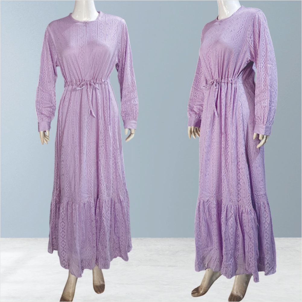 Gamis Nafisa Brokat Lace Import Polos Lengan Kancing LD 112 PB 139