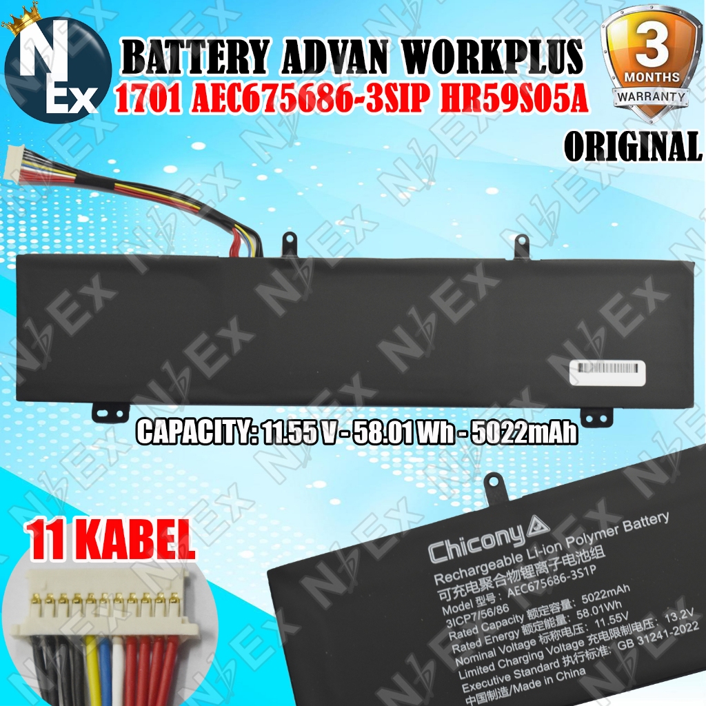 CHICONY BATTERY ADVAN Workplus 1701 AMD Ryzen 5 HR59S05A AEC675686-3S1P ORIGINAL
