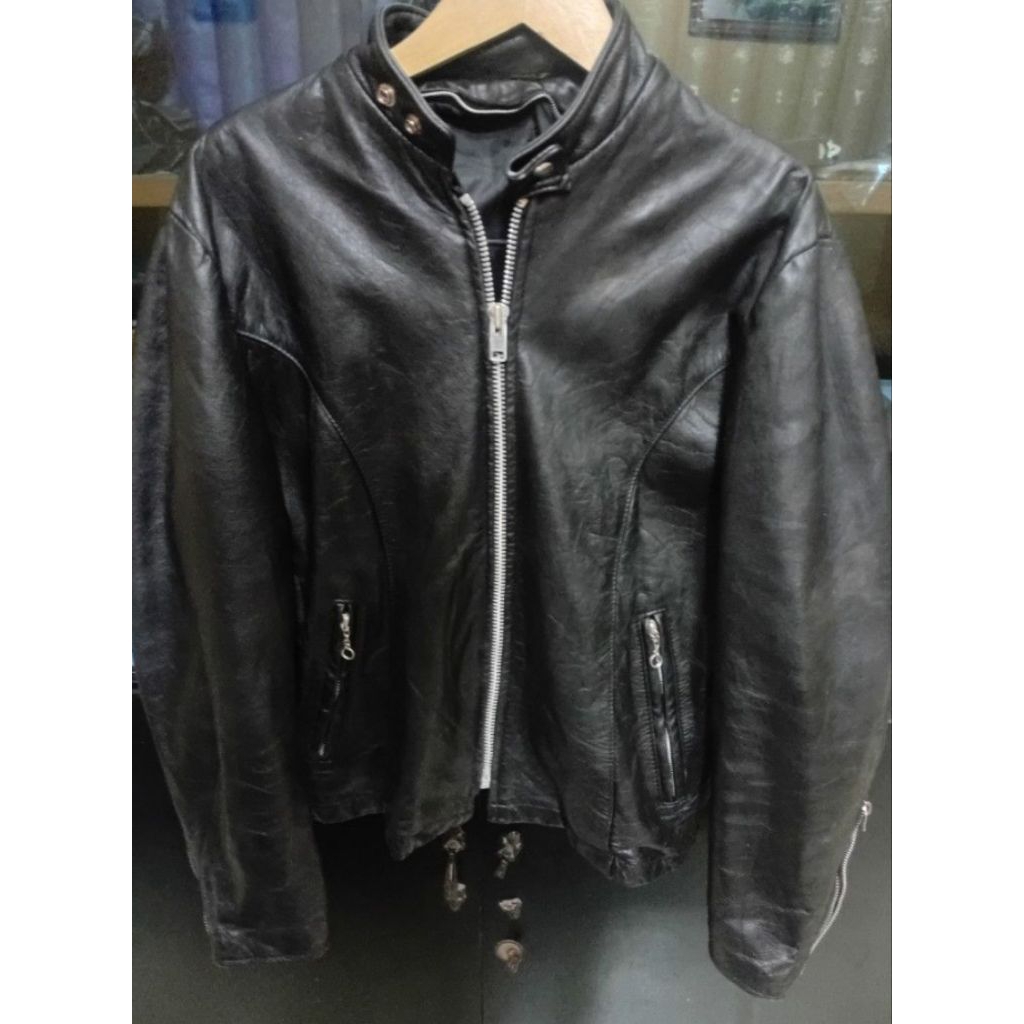 Jaket Kulit Asli Vintage 60s 70s Excelled Black Caferacer Leather Jacket Rare Item