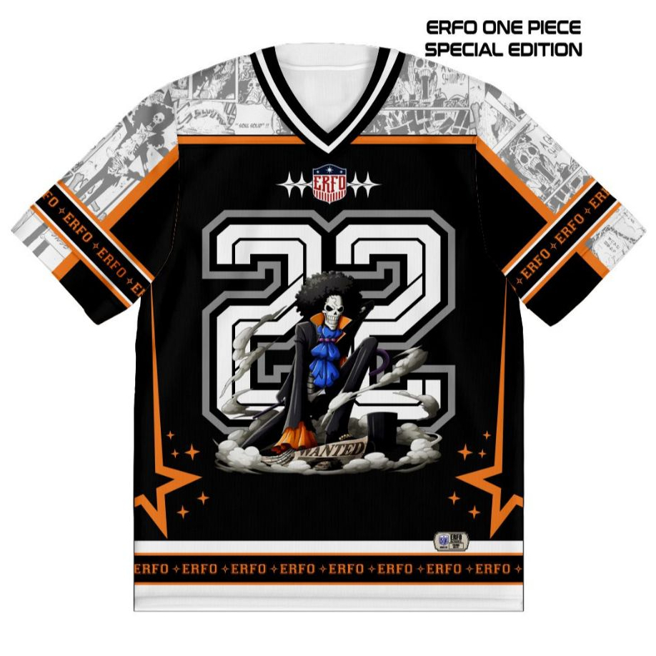Jersey Anime One Piece Brook No. 22 - Kaos Full Print Manga Pria Wanita (BENGHAR Special Edition)