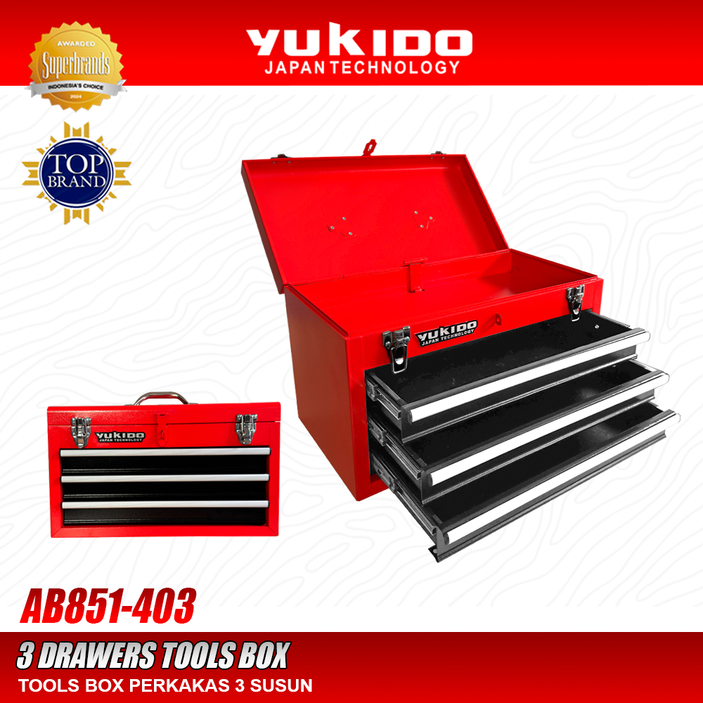 YUKIDO TOOLBOX PERKAKAS 3 SUSUN / 3 DRAWER TOOLS BOX YUKIDO AB851-503