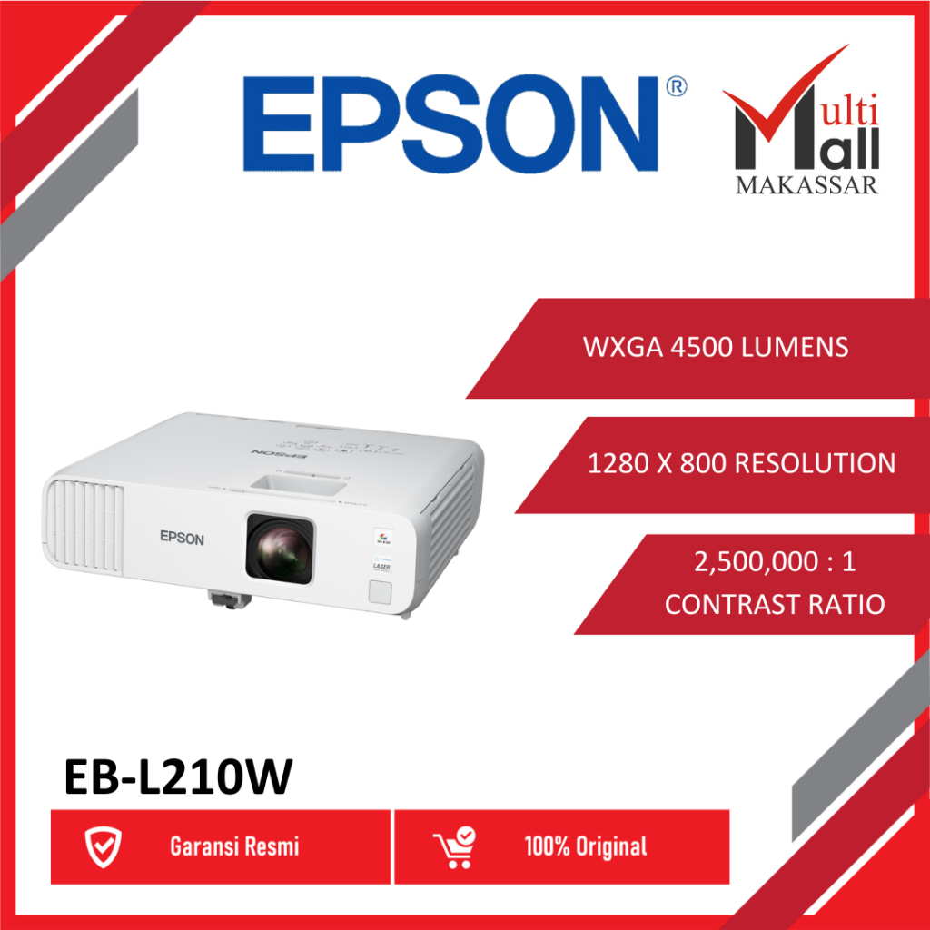 Epson Proyektor EB-L210W EB L210W EBL210W WXGA 4500 LUMENS WIFI 3LCD Pengganti L200W