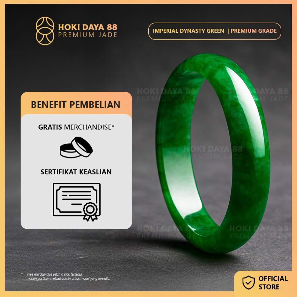 Imperial Premium - Gelang Bangle Giok Asli Burma Myanmar Type A Jadeite Jade Imperial