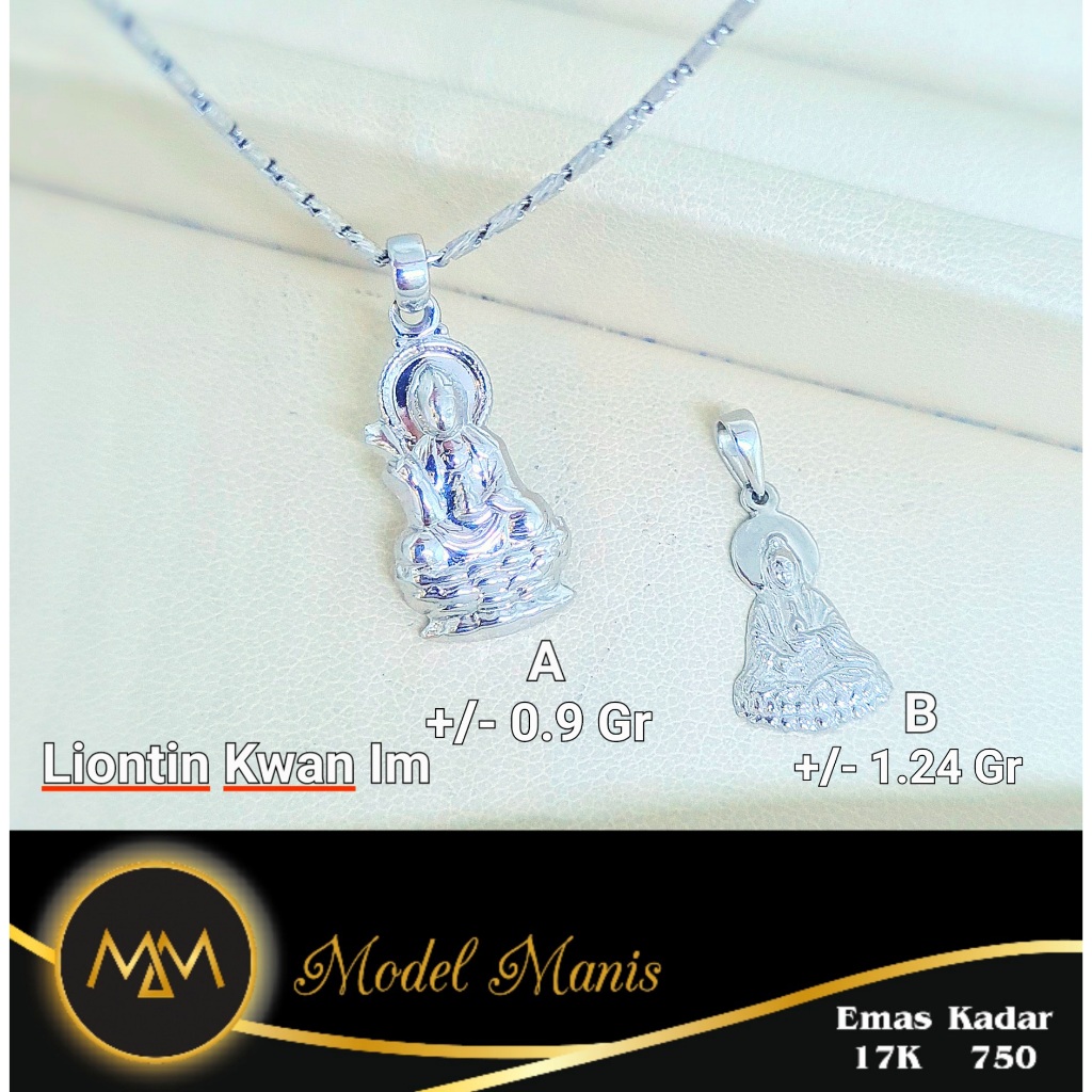 Model Manis Gold - Liontin Dewi Kwan Im Putih - Emas 17k  750