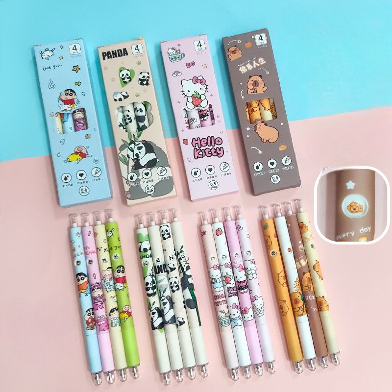 

1 SET ISI 4 PCS PULPEN GEL MEKANIK MOTIF KARTUN LUCU DENGAN UJUNG PULPEN RUNCING / TERMURAH