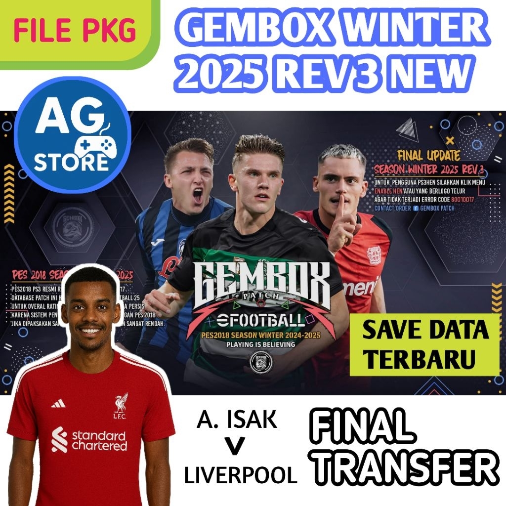 (TERBARU) GEMBOX PATCH 2025 REV 3 UPDATE TRANSFER PEMAIN TERBARU PS3 CFW HEN HFW