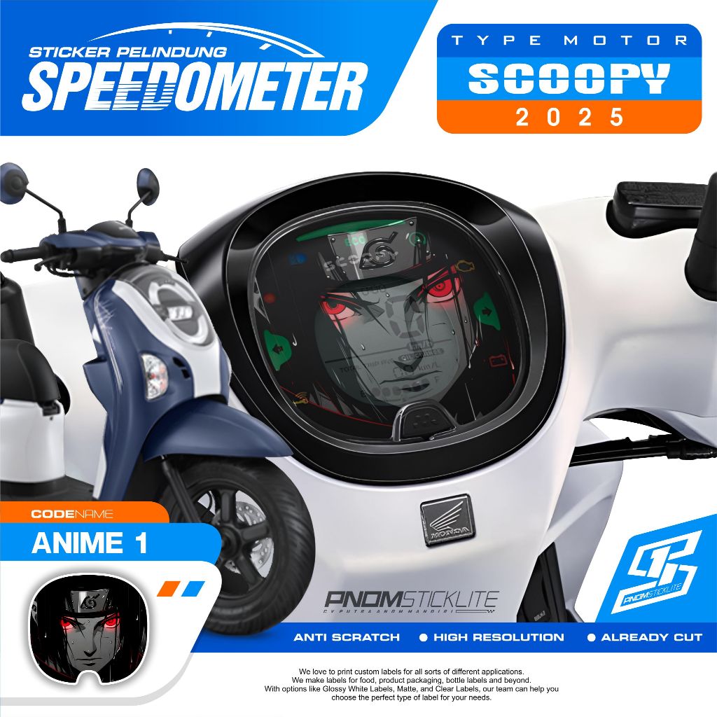 STICKER ANTIGORES SPEEDOMETER SCOOPY 2025 STIKER SPIDO SCOOPY 2025 MOTIF ANIME SUDAH TERPOTONG