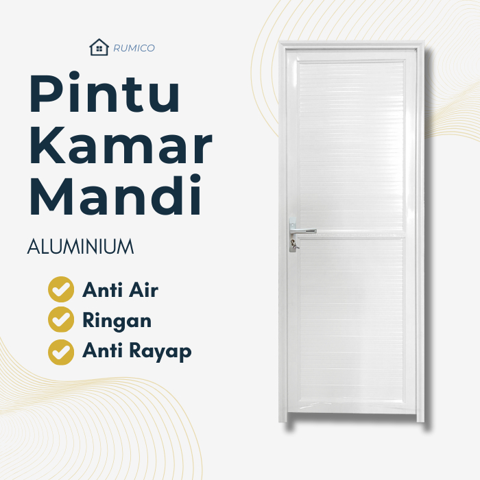 PINTU ALUMINIUM 200 X 70 PUTIH ICEPOL  + KUSEN + HANDLE / PINTU KAMAR MANDI ALUMINIUM