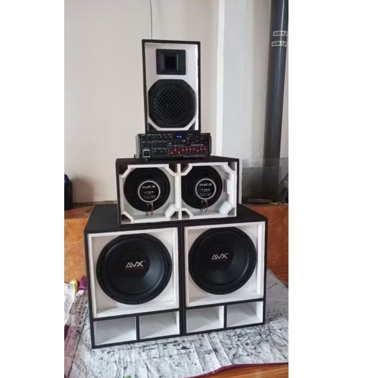 Paket Komplit Sound Miniatur Sub 10 inch x2 +Power Siap Bunyi