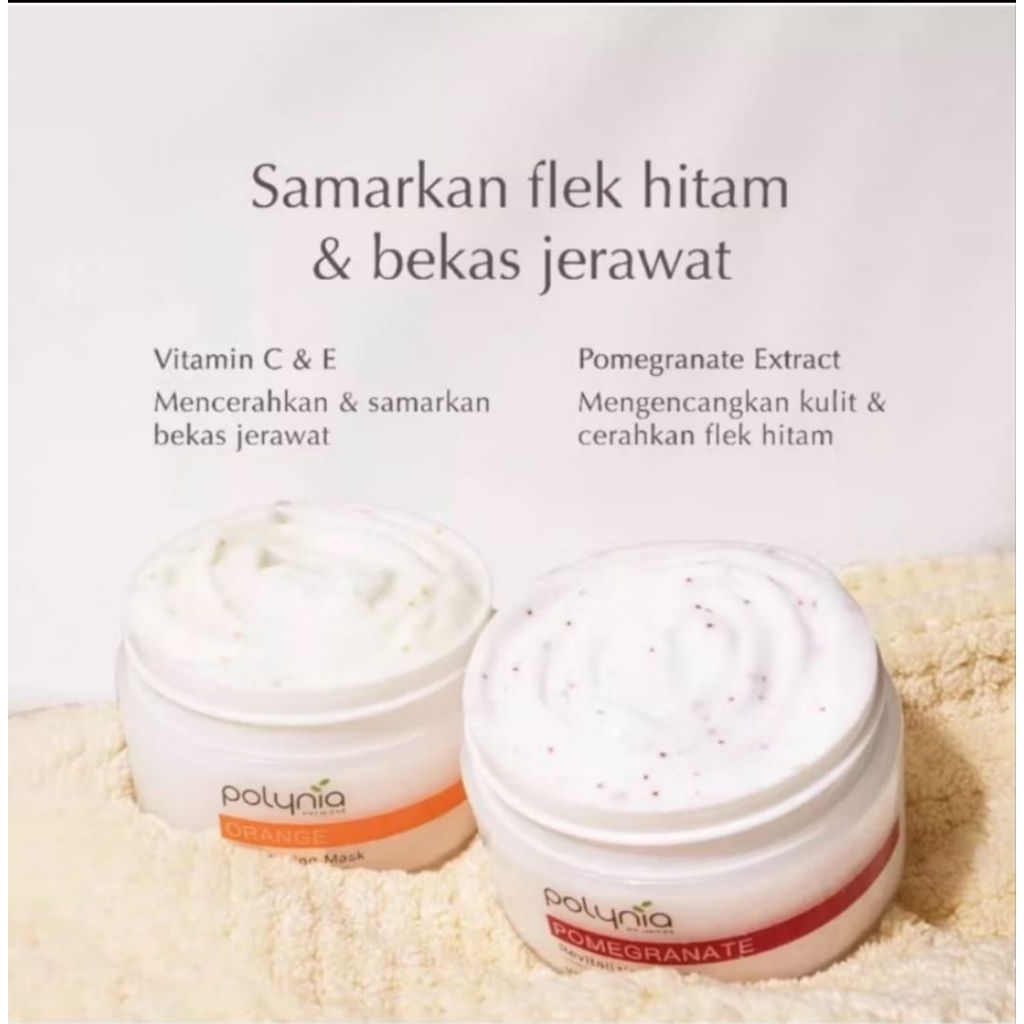 PROMO PAKET POLYNIA || POLYNIA POMEGRANATE REVITALIZING MASK & ORANGE BRIGHTENING MASK