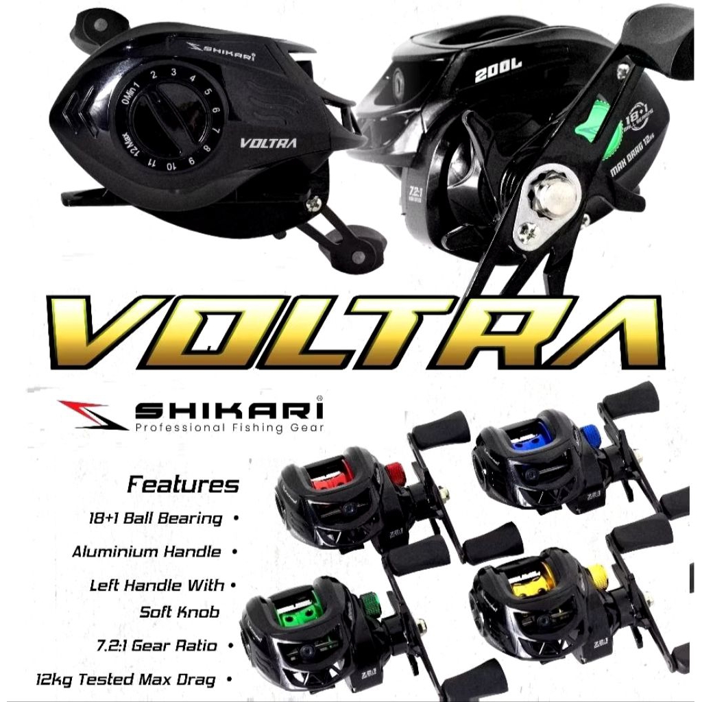 Reel BC Baitcasting Shikari Voltra 200L 18+1 BB Drag 12kg High Speed