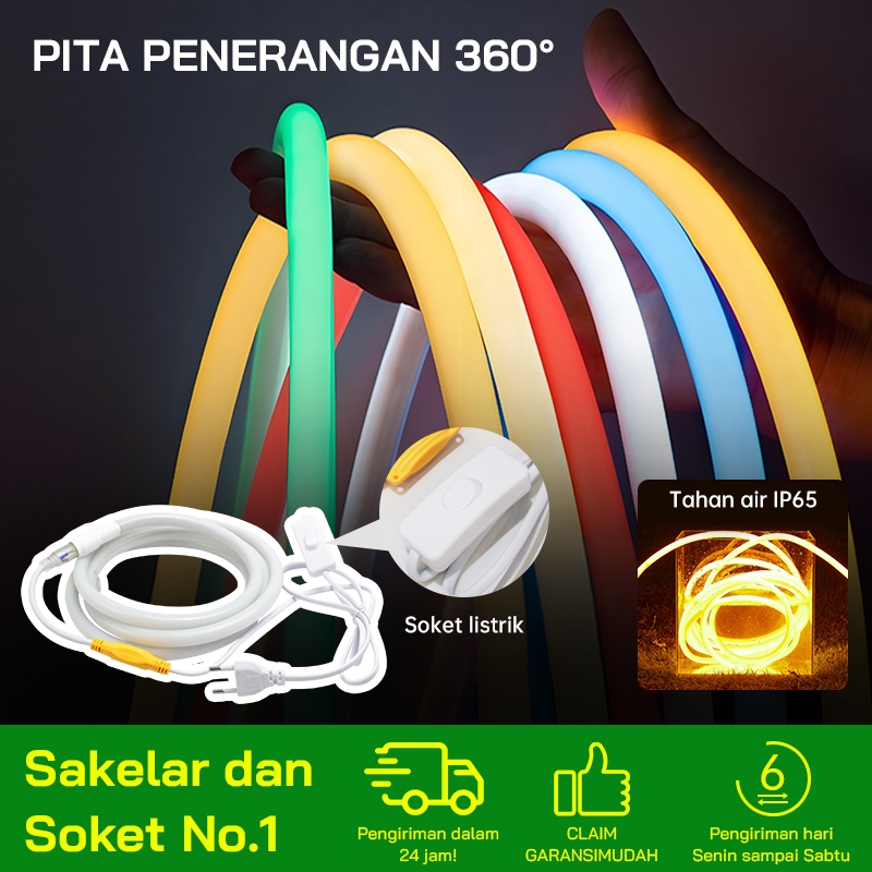 LAMPU STRIP LED NEON FLEXIBLE 360 BULAT NEON STRIP UNTUK RUMAH LUAR / NEON FLEX 360 DERAJAT