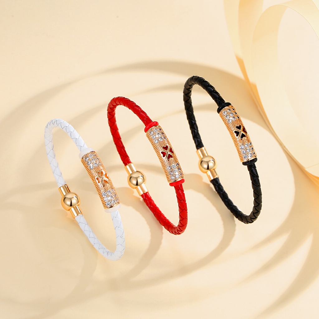 LM935 【COD】 Gelang Tali Wanita Lapis Emas Gelang Liontin Charm Tali Kulit Busana Gelang Aksesoris Wa