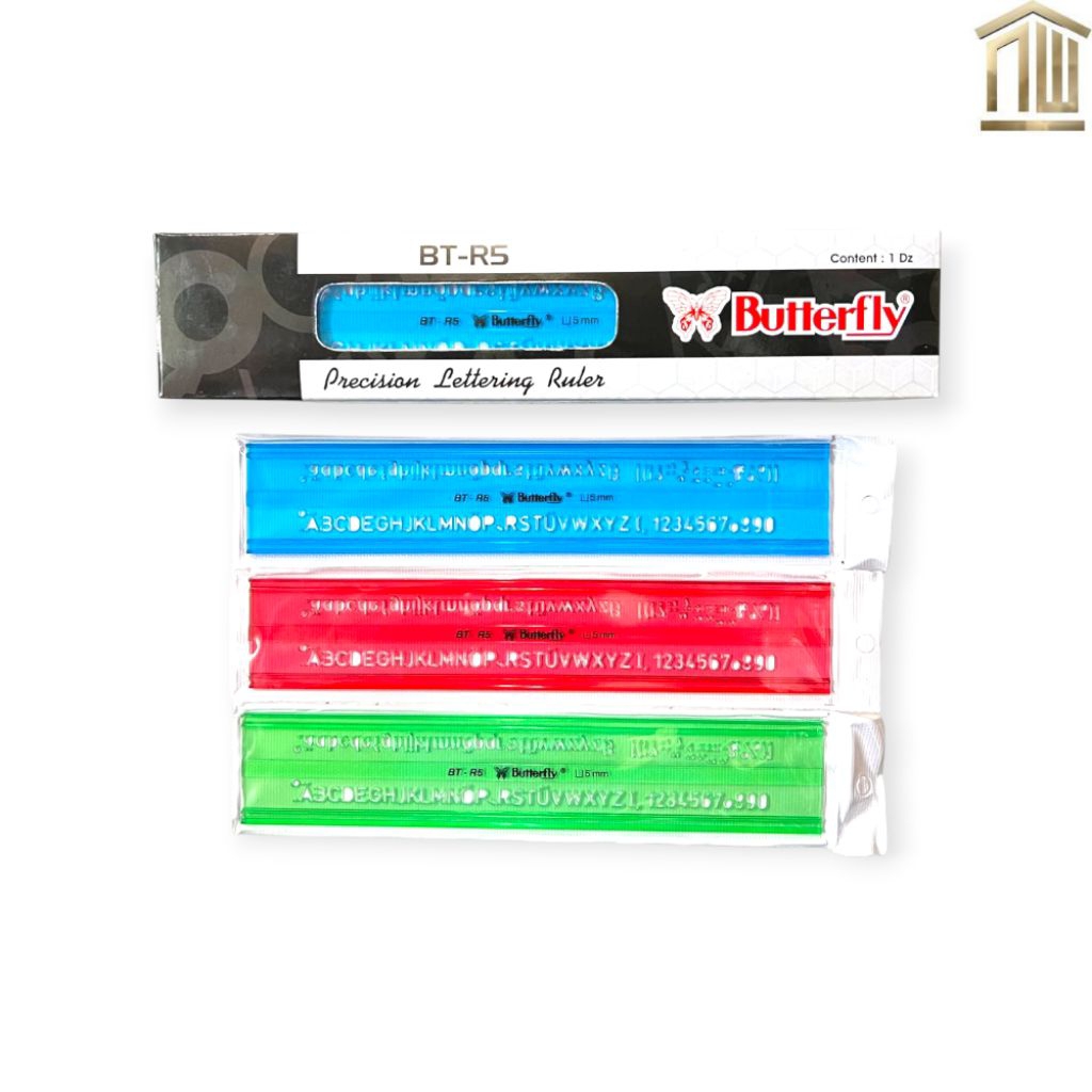 Penggaris Plastik/Mistar Huruf Butterfly BT R5 (pcs)