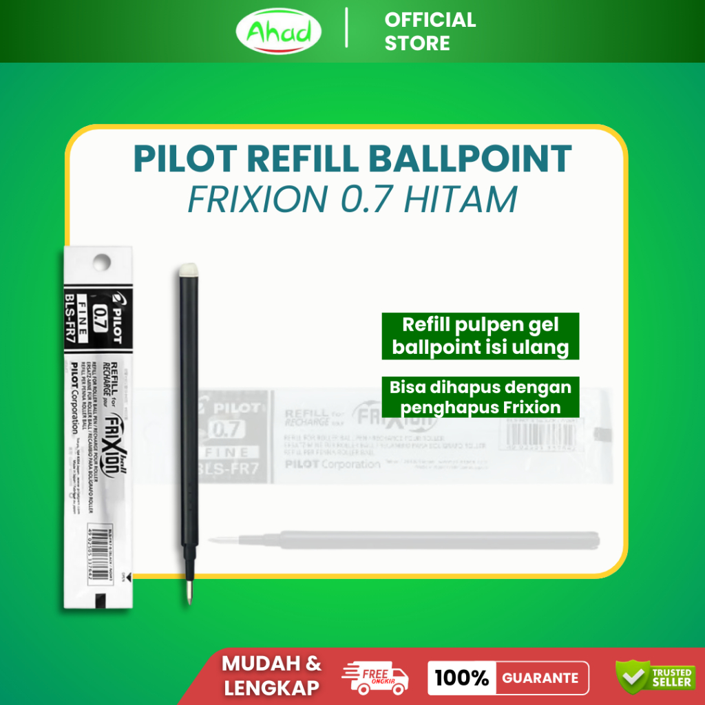 Pulpen Pilot | Pilot Refill Frixion 0.7 Hitam | Isi Ulang Pulpen Gel Ballpoint