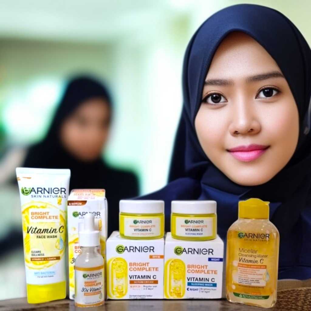 Paket 5in1 Skincare Garnier Bright Complete Vitamin C Complete Set untuk Mencerahkan Wajah