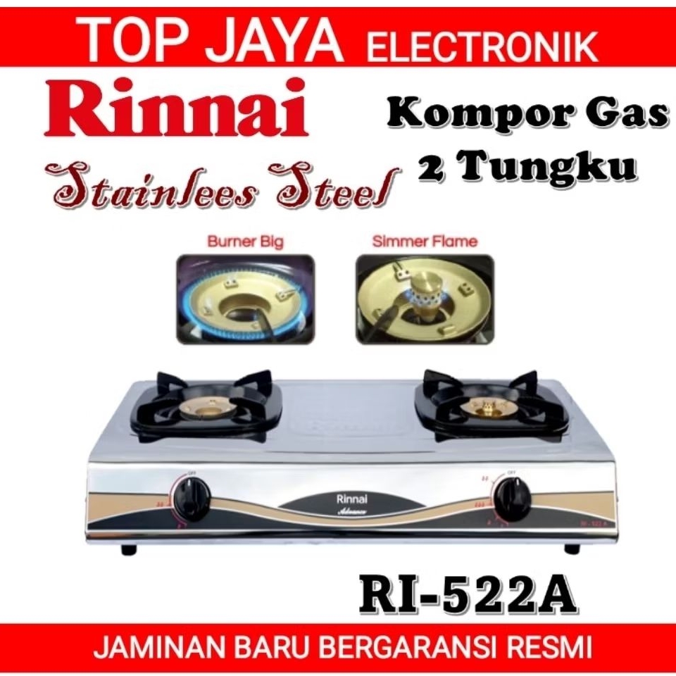 KOMPOR GAS RINNAI 2 TUNGKU-RINNAI 522 A
