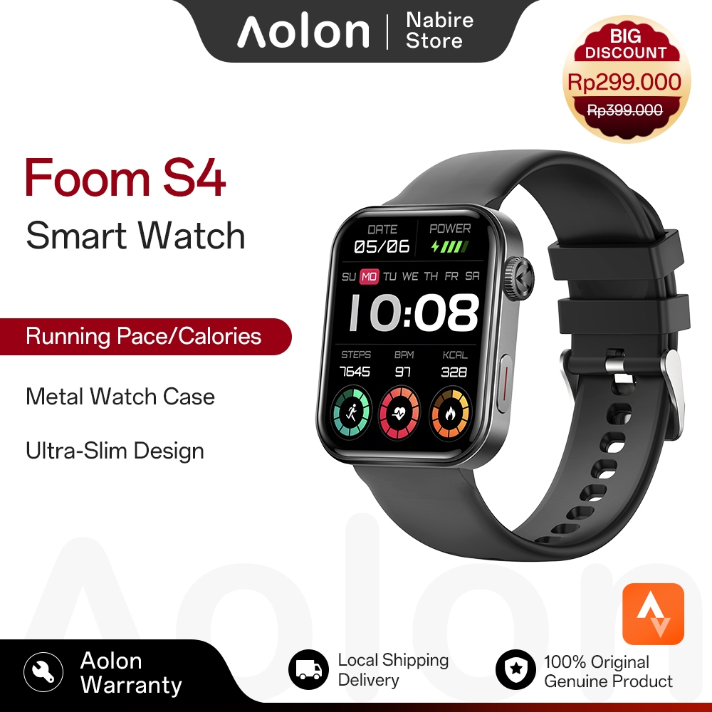 Aolon Foom S4 Smartwatch Wanita 1.91" TFT Screen Support Call Running Pace Sport Models IP67