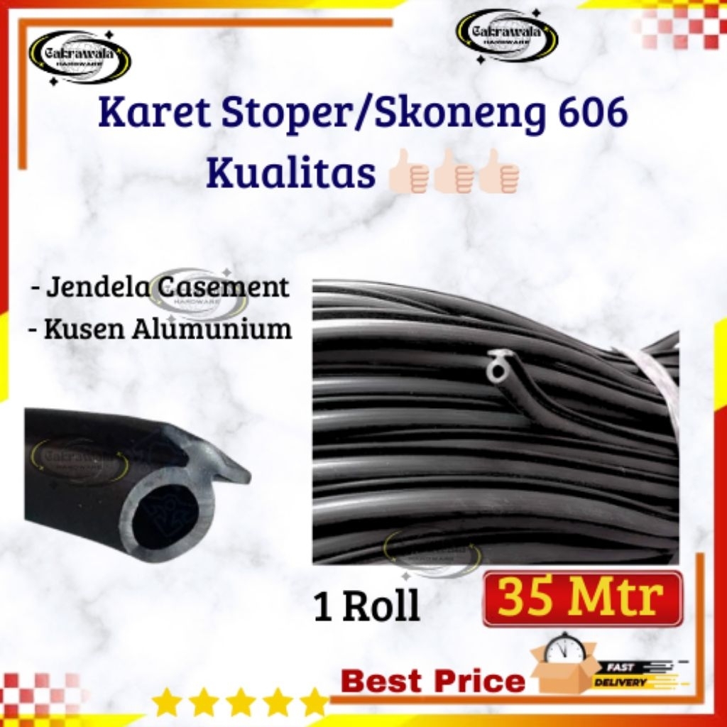 Karet Alumunium Dan Kaca | Lis Karet Stopper / Sekoneng 606 Hitam Untuk Jendela, Kusen Alumunium Kua