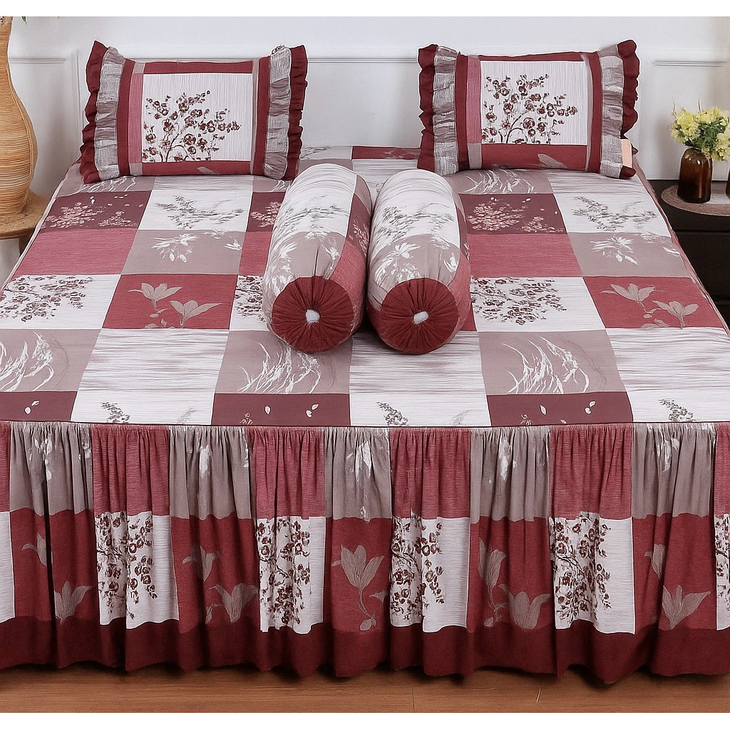 SPREI RUMBAI MOTIF BUNGA UKURAN 180X200 160X200 120X200 BAHAN KATUN FREE SARUNG BANTAL DAN SARUNG GU